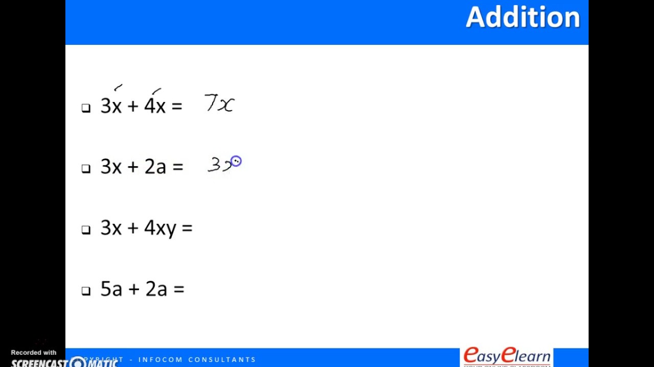 EasyElearn - Maths Tuition Singapore - Secondary 1 - Algebra Basics