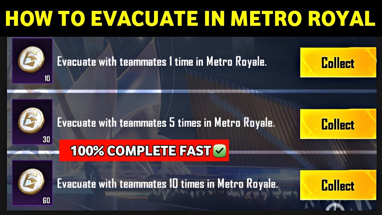 How to Evacuate with Teammates 10 Times | Metro Royale Mission Prize Path | PUBG Mobile